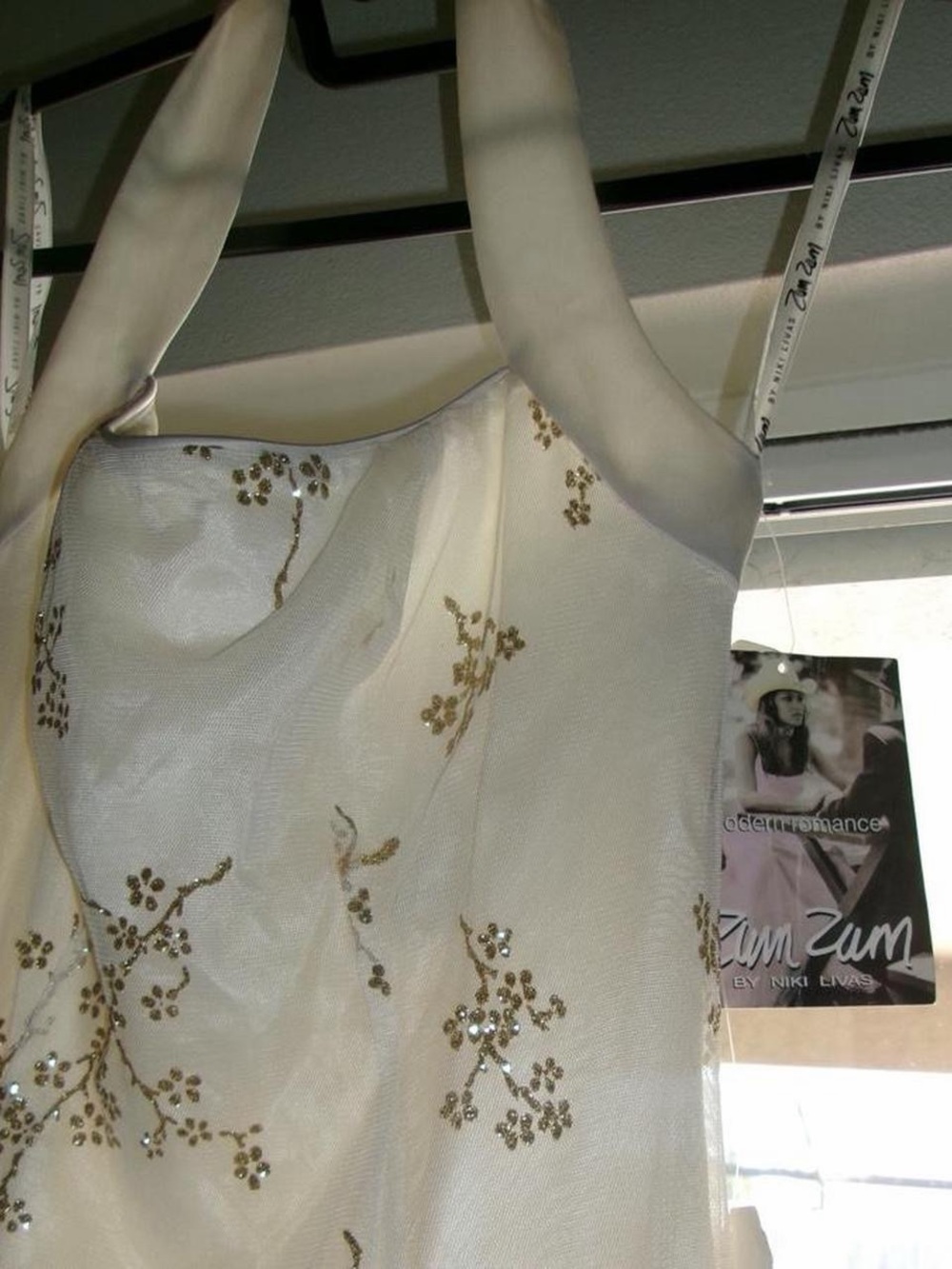 White Halter Gown with gold florals